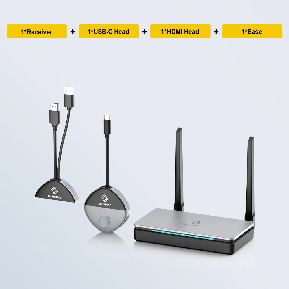 اتصال HDMI لاسلكي لمشاركة الشاشة | مدخل مزدوج USB-C و HDMI | بدون واي فاي أو تطبيق | تشغيل فوري